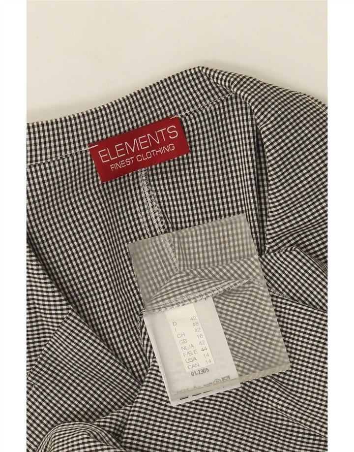 Elements Damen-Hemd mit 3/4-Ärmeln, UK 16, Größe L, Schwarz, Gingham-Viskose