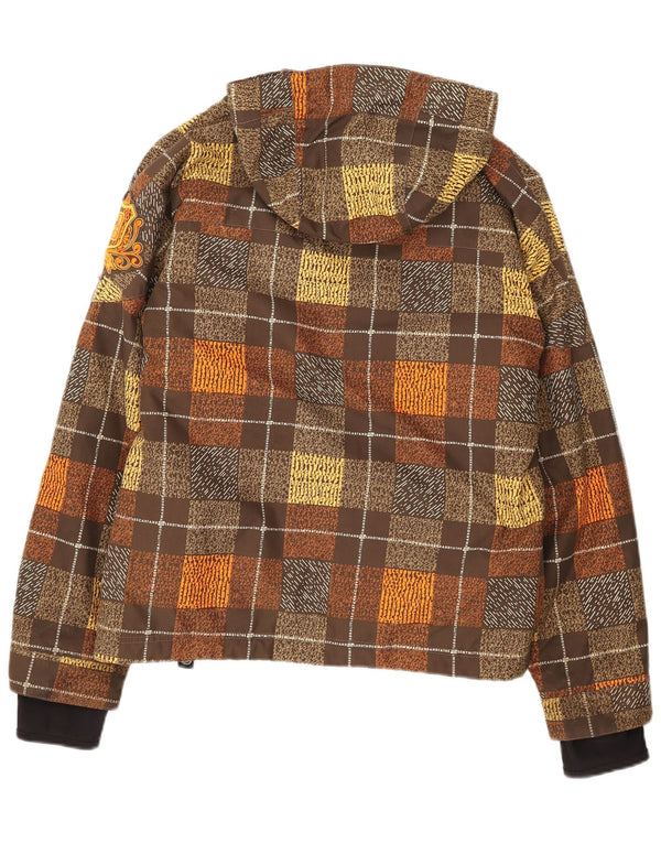 Billabong Damen-Windbreakerjacke mit Kapuze, Größe 3, klein, braun kariert
