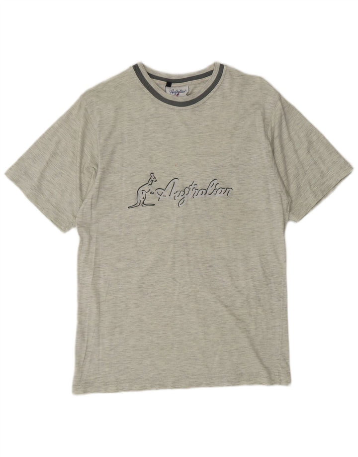 AUSTRALIAN L'ALPINA Herren Grafik T-Shirt Top IT 46 Small Grau meliert