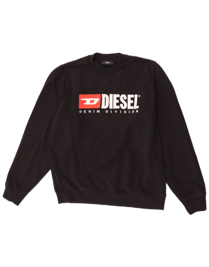 Diesel Herren-Sweatshirt mit Grafik, Größe S, schwarze Baumwolle