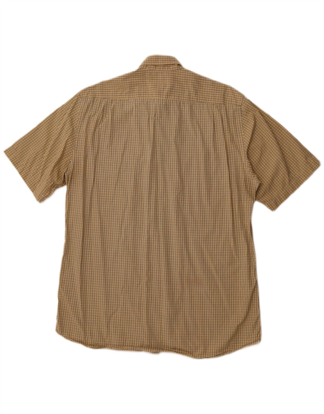 HUGO BOSS Herren Kurzarmhemd Größe 40 Mittelgelb karierte Baumwolle