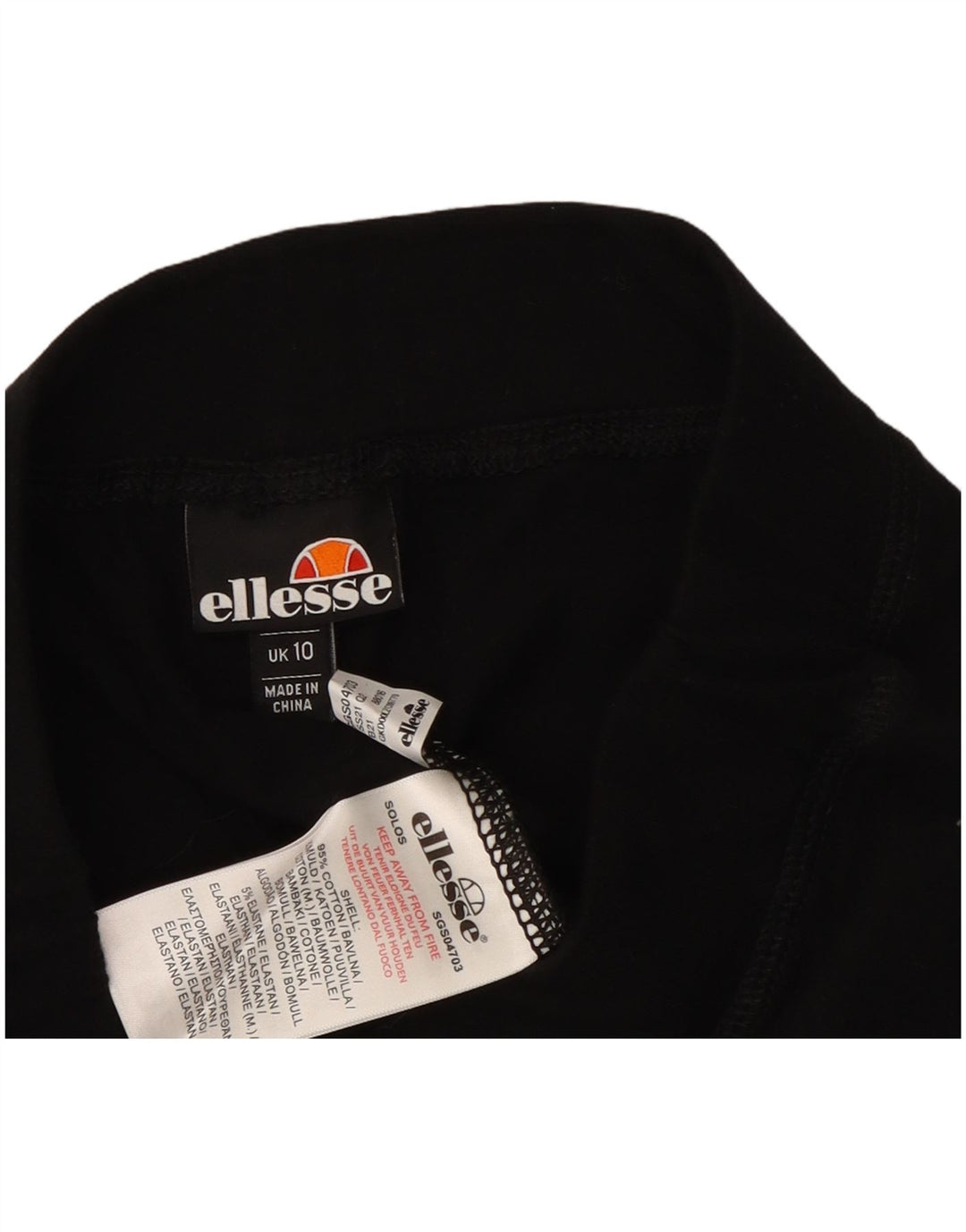 Ellesse Womens Graphic Leggings UK 10 Small Schwarz Baumwolle