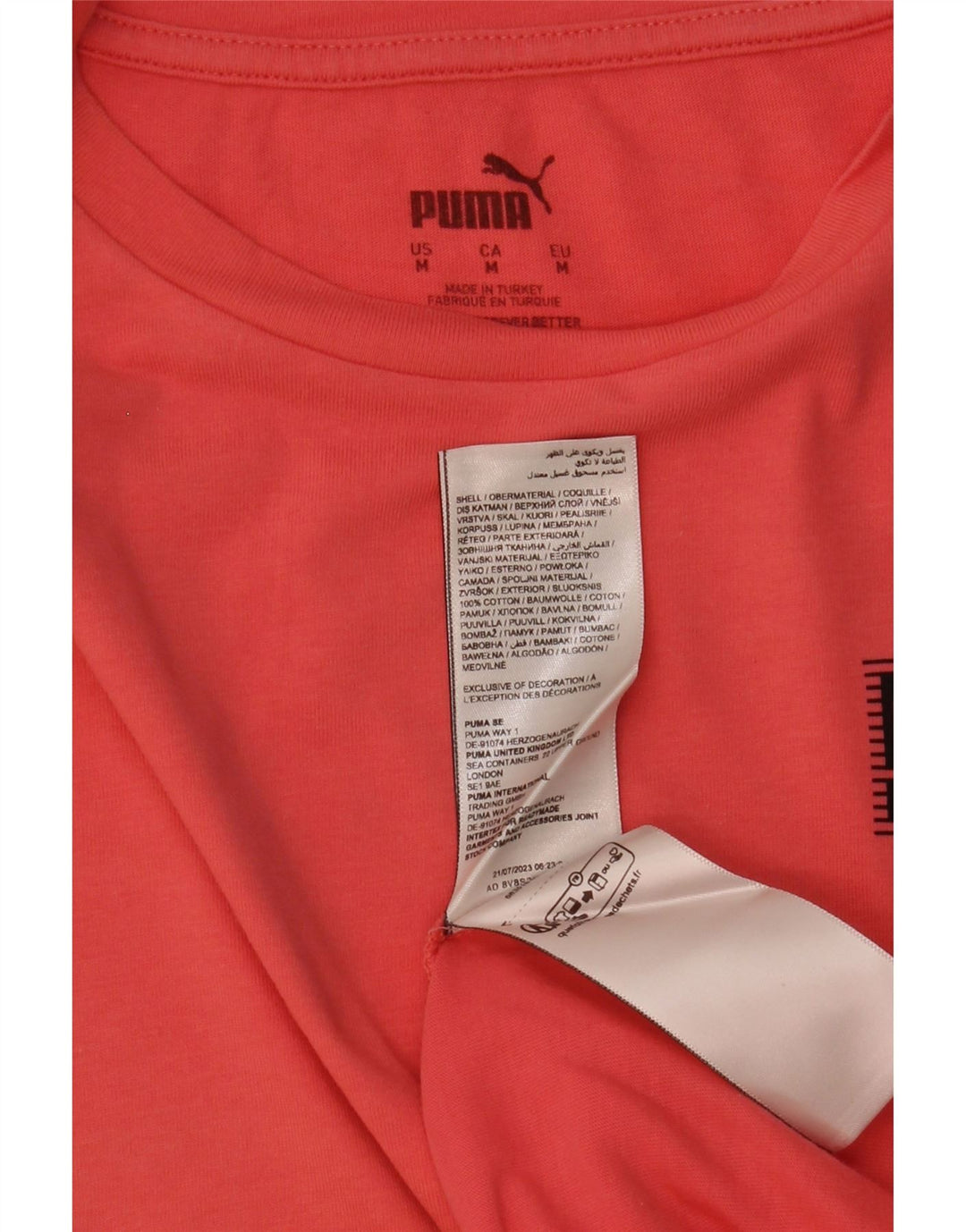 Puma Damen T-Shirt Top UK 14 Medium Orange Baumwolle