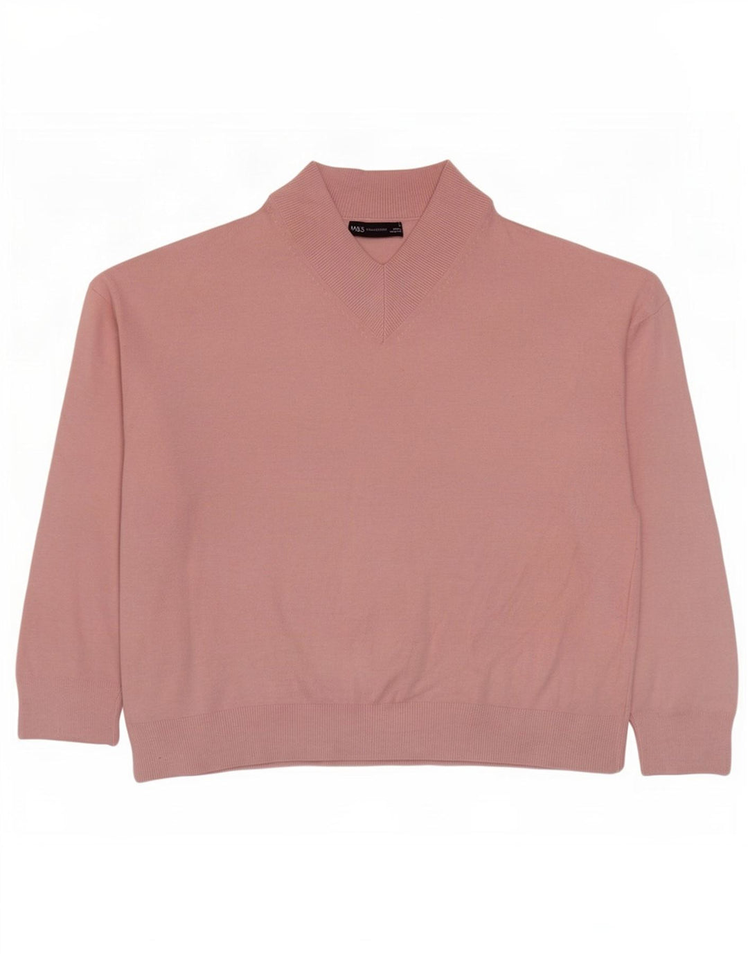 Marks & Spencer Damen-Pullover in Übergröße mit V-Ausschnitt, Gr. 14, Mittelrosa