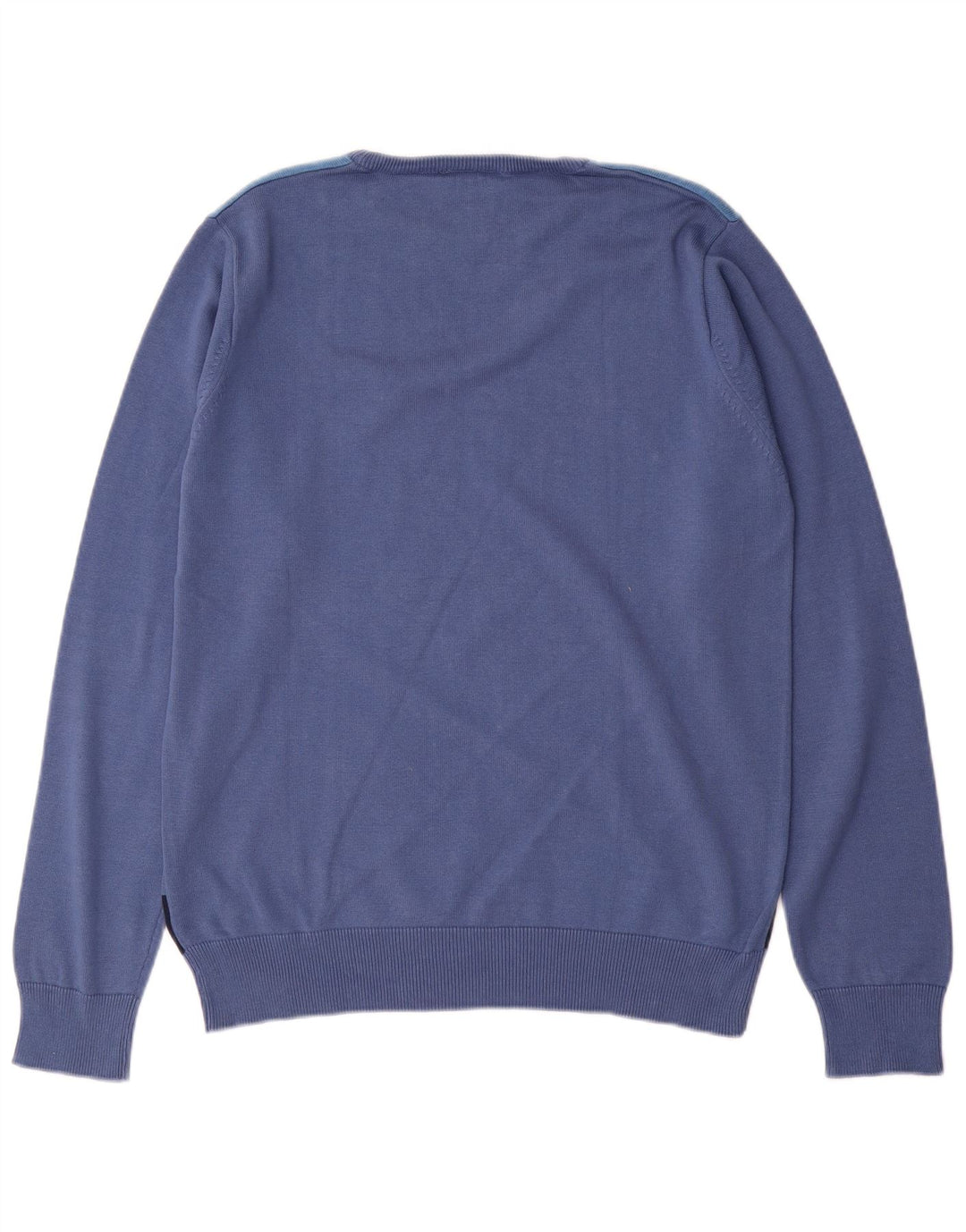 GIANMARCO VENTURI Herren-Pullover mit Rundhalsausschnitt, mittelblau, gestreift, Baumwolle