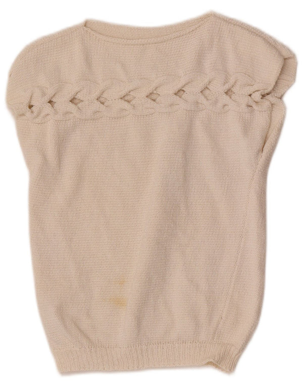 Vintage Mädchen Weste Tank Top 9-10 Jahre Beige