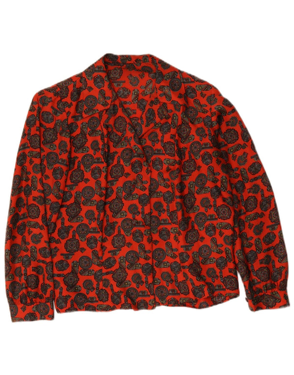 Vintage Damen Hemdbluse UK 16 Groß Rot Geometrisch