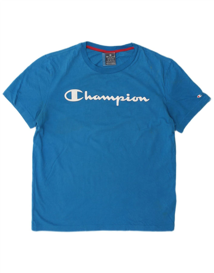 Champion Herren-T-Shirt mit Grafik, mittelblaue Baumwolle
