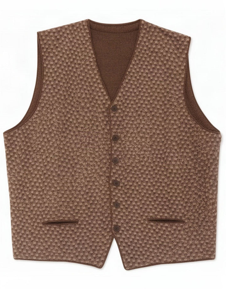Vintage Herrenweste mittelbraun geometrisch