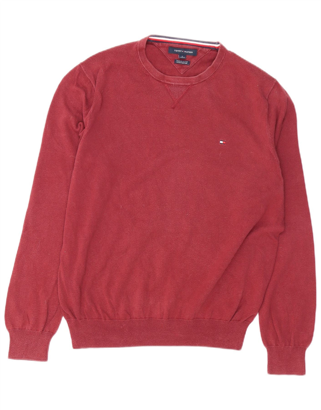 TOMMY HILFIGER Herren-Pullover mit Rundhalsausschnitt, mittlere kastanienbraune Baumwolle