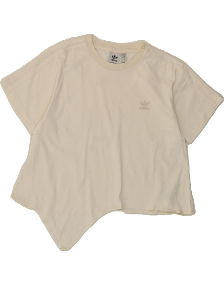 ADIDAS Womens Asymmetric T-Shirt Top UK 12 Medium White Cotton Vintage Adidas and Second-Hand Adidas from Messina Hembry 