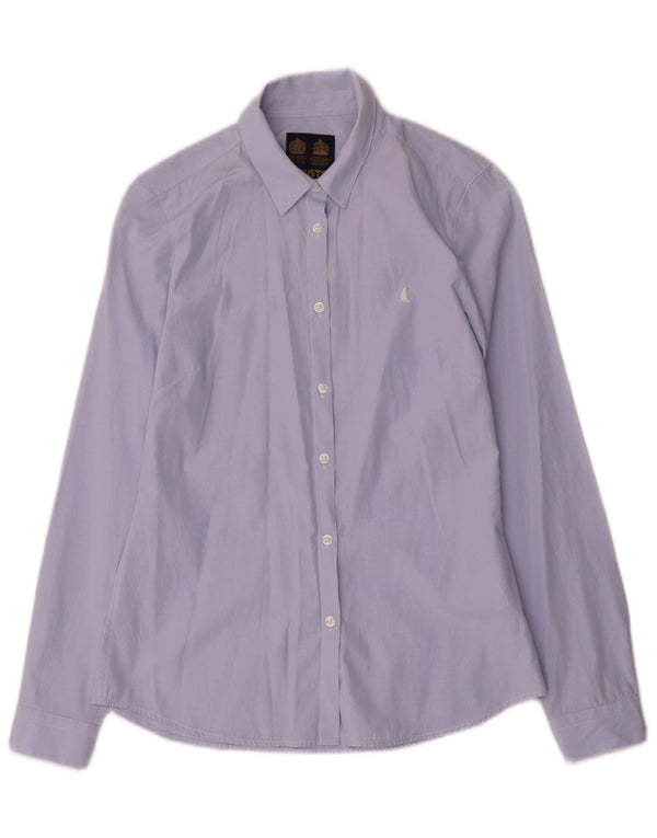 Musto Damenhemd UK 8 Small Blaue Nadelstreifen-Baumwolle