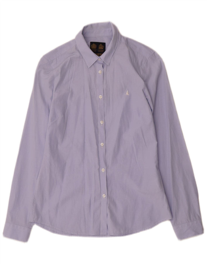 Musto Damenhemd UK 8 Small Blaue Nadelstreifen-Baumwolle