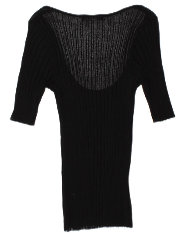 Zara Damen Durchsichtiges Blusenoberteil mit 3/4-Ärmeln, UK 12, Mittelschwarz