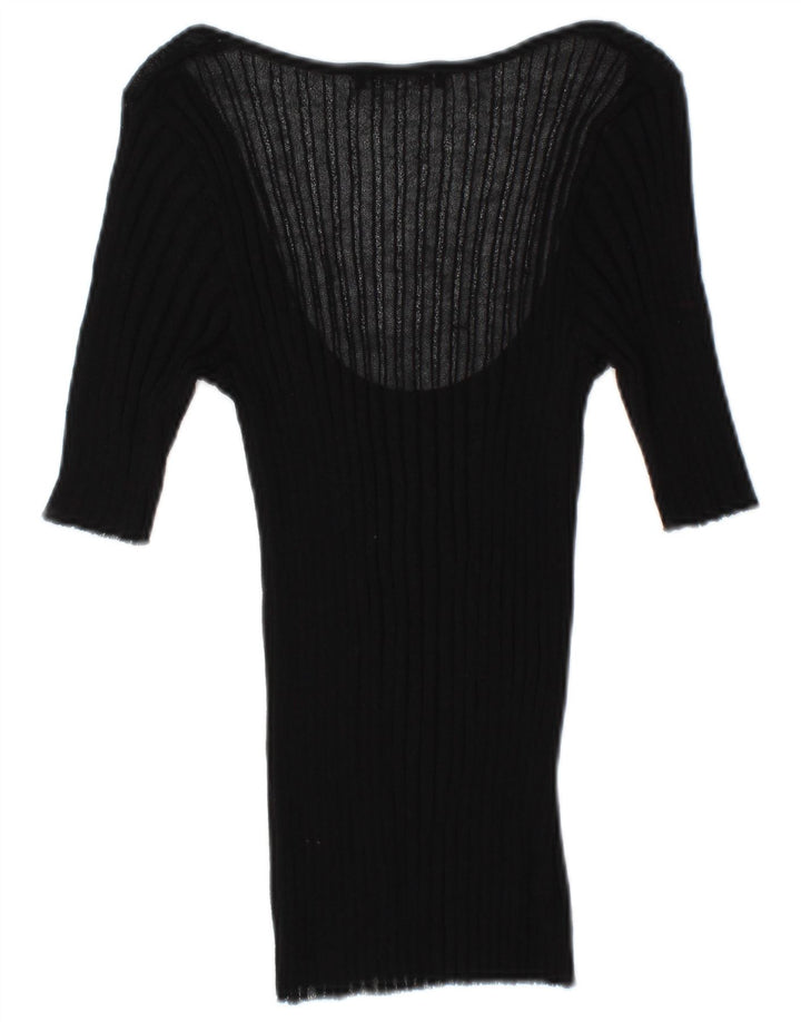 Zara Damen Durchsichtiges Blusenoberteil mit 3/4-Ärmeln, UK 12, Mittelschwarz