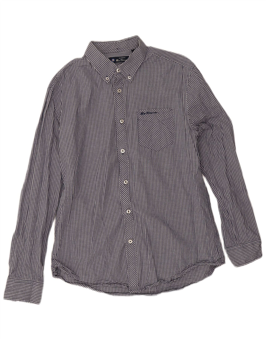 Ben Sherman Herrenhemd, groß, marineblau, Gingham-Baumwolle