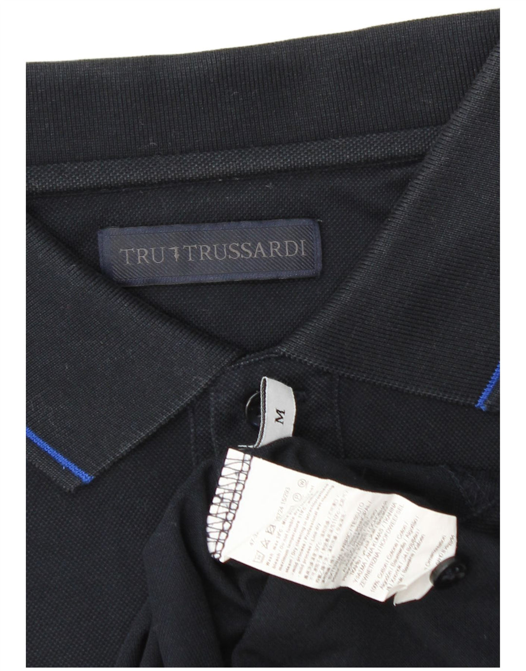 TRUSSARDI Herren-Poloshirt, mittelgroß, marineblau, Baumwolle