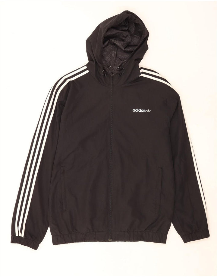 Adidas Herren Graphic Hooded Reversible Jacke UK 40 Large Schwarz Polyester