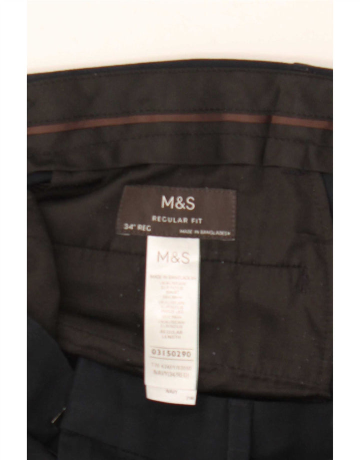 Marks & Spencer Herren-Anzughose mit normaler Passform, W34, L31, marineblaues Polyester