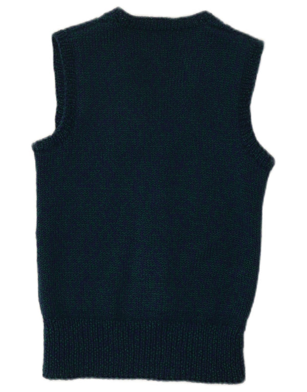 Vintage Damen Weste Tank Top XS Marineblau meliert
