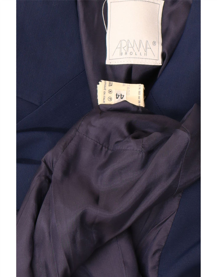 Vintage Damen 1-Knopf-Blazer-Jacke IT 44 Mittelmarineblaues Acetat