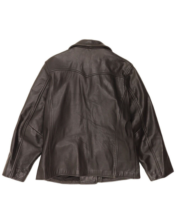Club Monaco Damen Lederjacke UK 14 Mittelschwarzes Leder