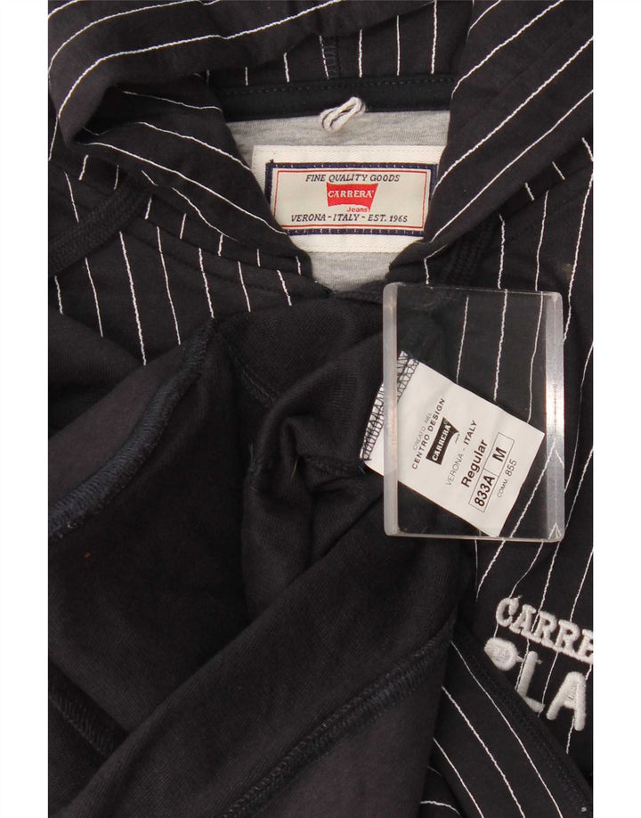 Carrera Herren-Kapuzenpullover mit normaler Passform, mittlerer schwarzer Nadelstreifen-Baumwolle und Reißverschluss