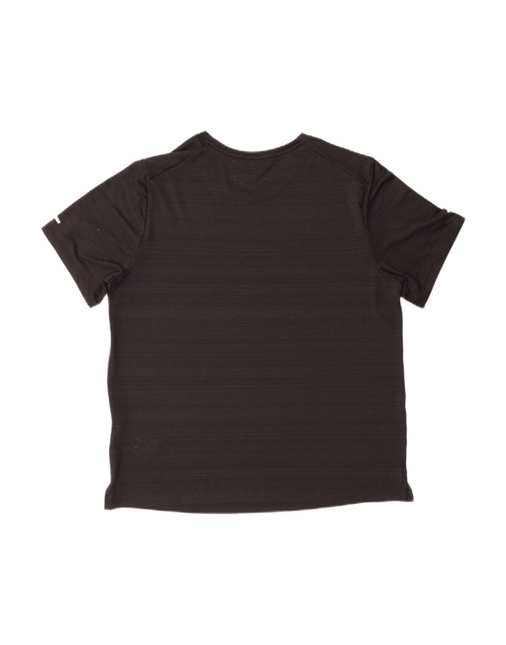 NIKE Mens Dri Fit T-Shirt Top Large Black Striped Polyester