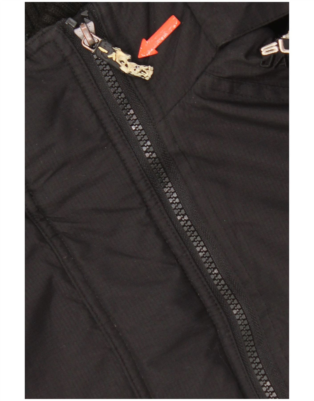 Superdry Damen-Windbreakerjacke mit Kapuze, UK 16, Größe L, schwarzes Nylon