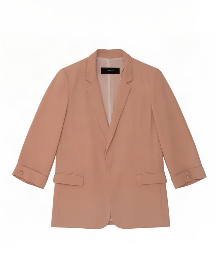Zara Damen-Blazer mit 3/4-Ärmeln, offen, UK 14, Mittelrosa, Polyester