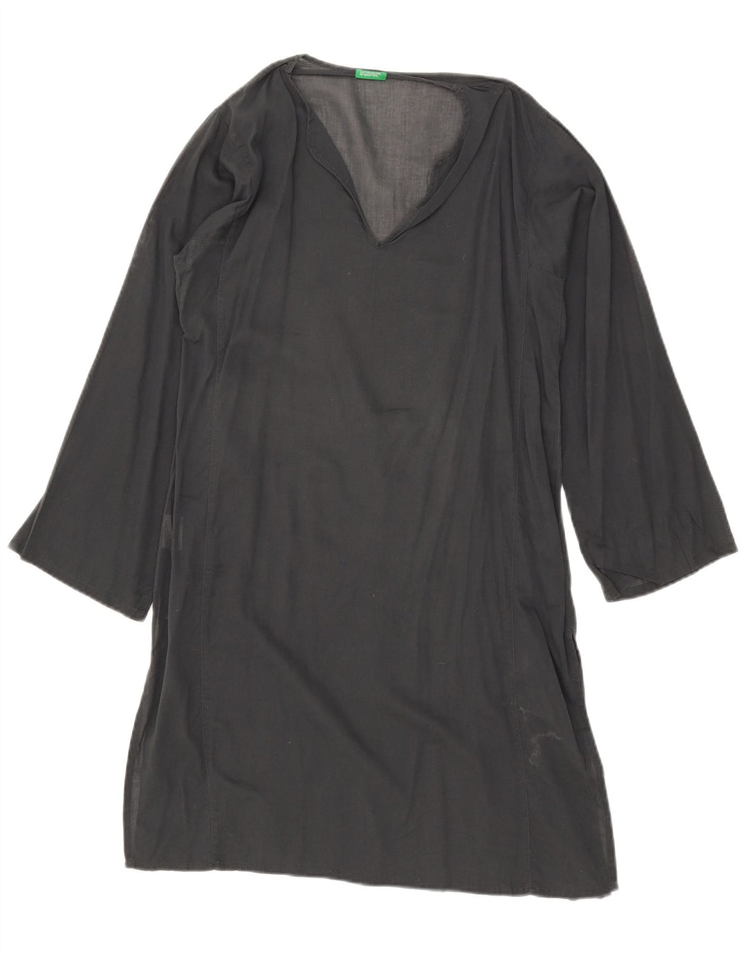 Benetton Womens Durchsichtiges übergroßes Tunikakleid UK 10 Small Graue Baumwolle