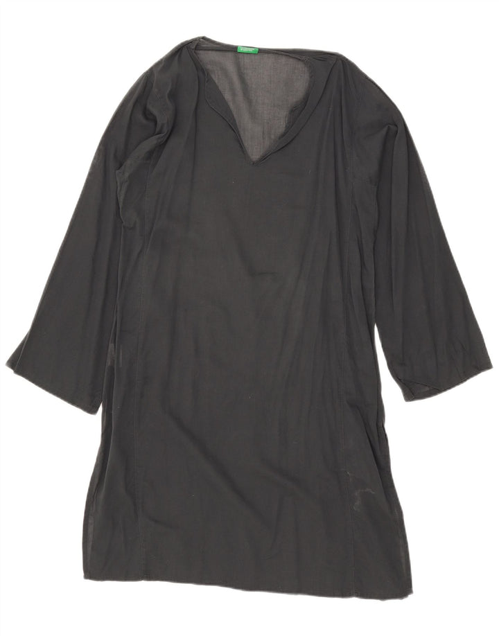 Benetton Womens Durchsichtiges übergroßes Tunikakleid UK 10 Small Graue Baumwolle