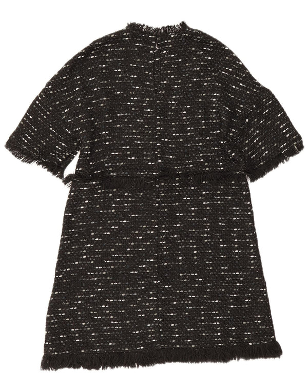 Zara Damen-A-Linien-Kleid, UK 12, Mittelschwarz geflecktes Polyester