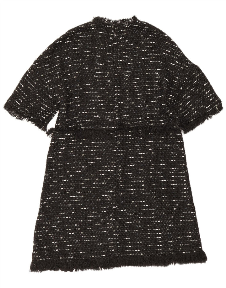Zara Damen-A-Linien-Kleid, UK 12, Mittelschwarz geflecktes Polyester
