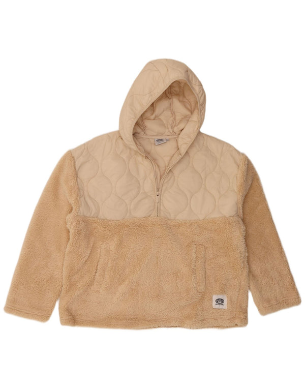 Übergroßer Fleece-Pullover mit Kapuze für Damen von Animal, UK 16, Größe L, Beige, Polyester