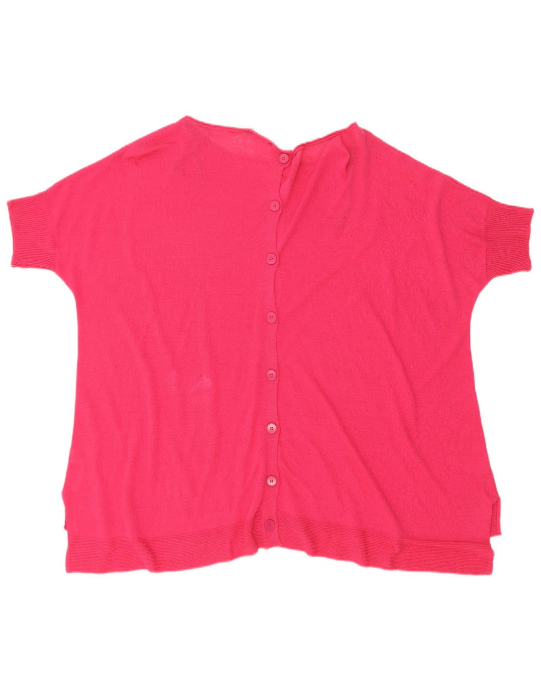 Benetton Damen-Strickjacke, kurzärmelig, übergroß, Gr. 14, Mittelrosa