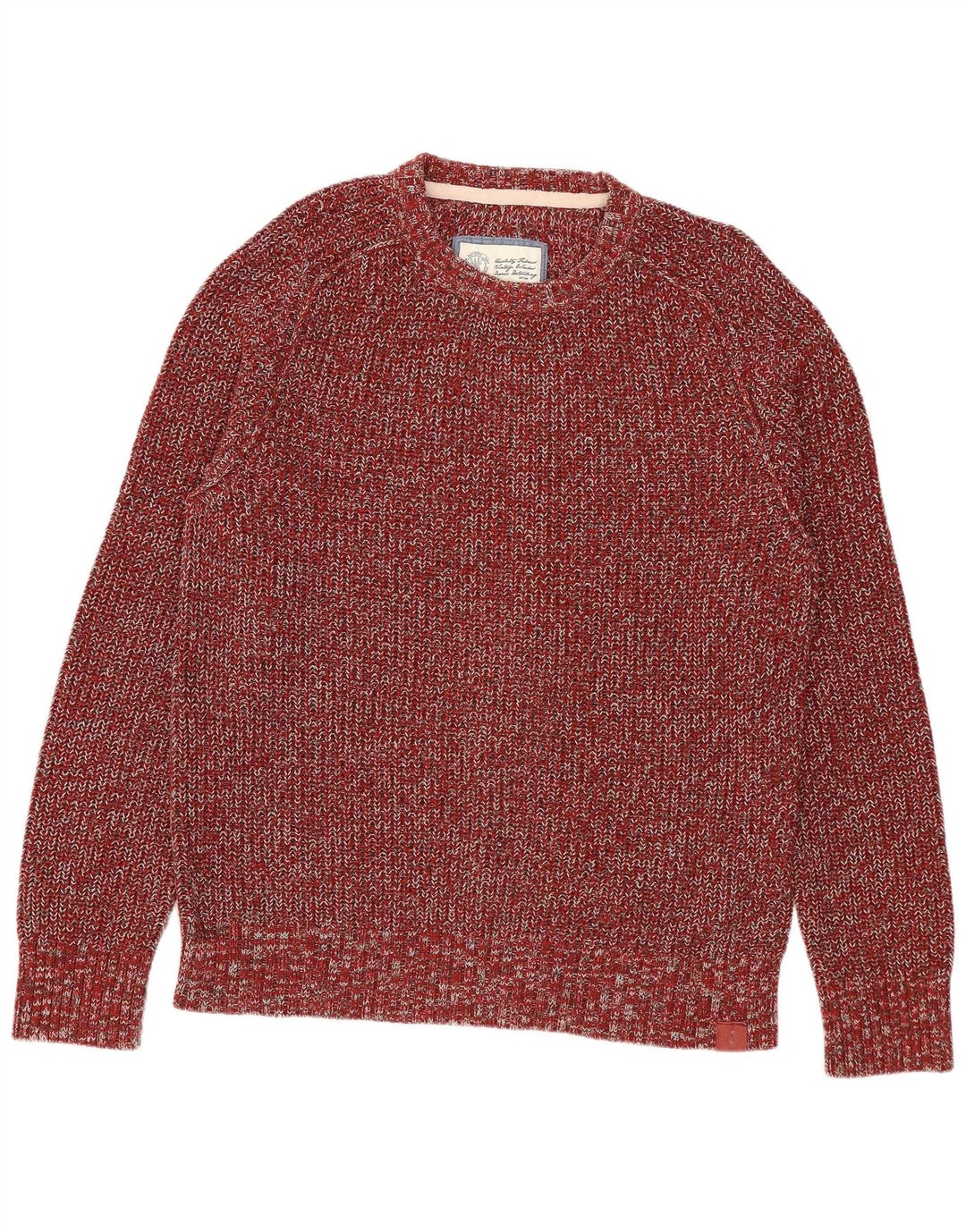 Fat Face Herren-Pullover mit Rundhalsausschnitt, mittelgroß, burgunderrot meliert, Baumwolle