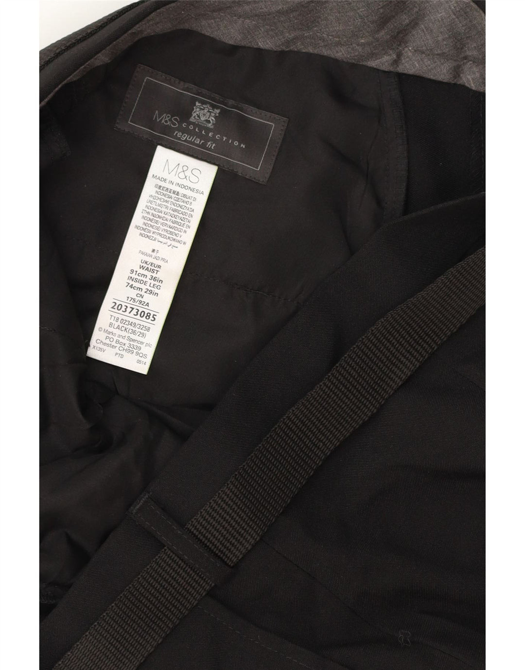 MARKS & SPENCER Herren-Chinohose mit normaler Passform, W36 L29, schwarzes Polyester