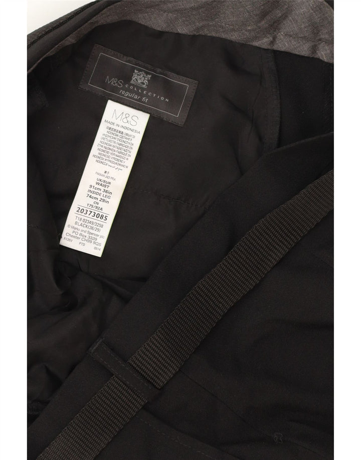 MARKS & SPENCER Herren-Chinohose mit normaler Passform, W36 L29, schwarzes Polyester