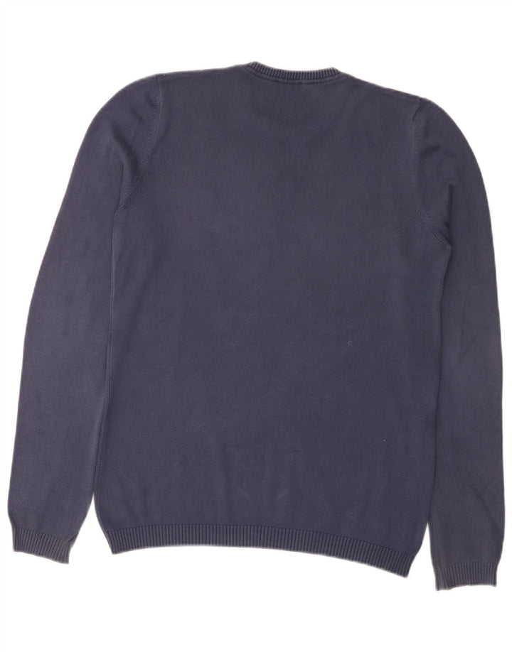 Benetton Herren-Pullover mit Rundhalsausschnitt, Größe S, Marineblau