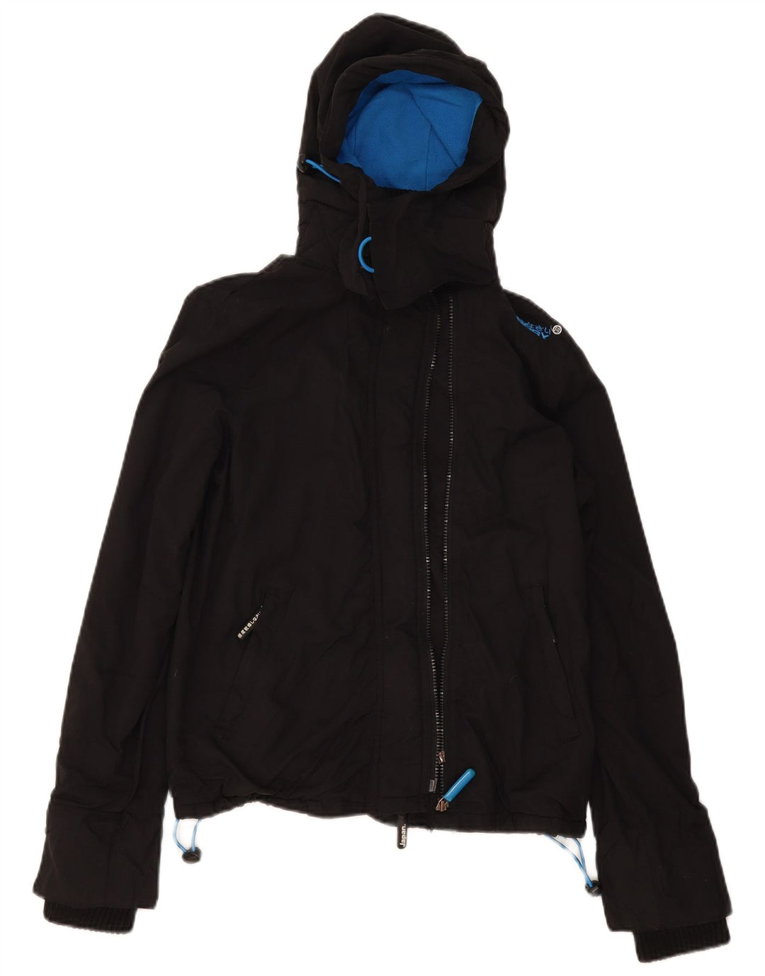 Superdry Damen Windcheater mit Kapuze, Windjacke, Gr. 10, Schwarz