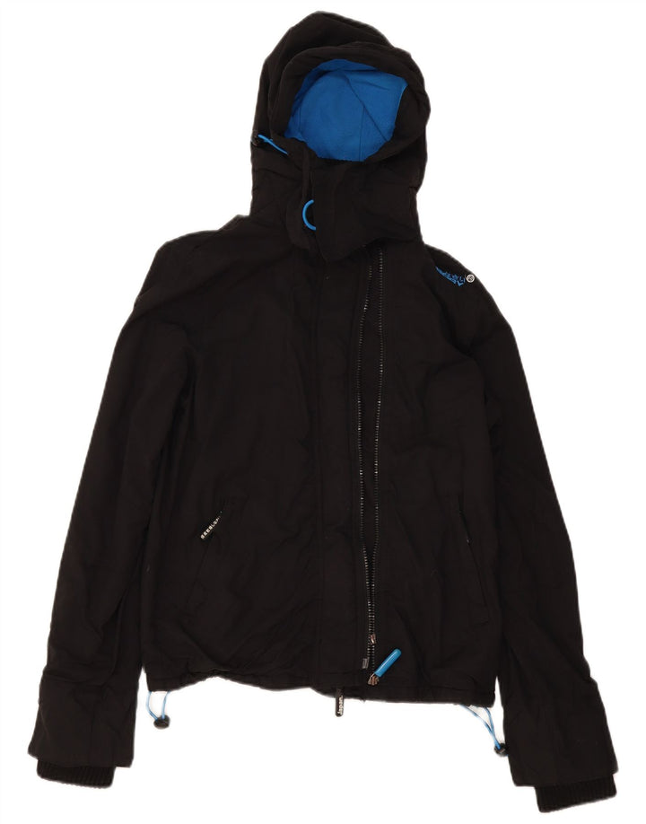 Superdry Damen Windcheater mit Kapuze, Windjacke, Gr. 10, Schwarz