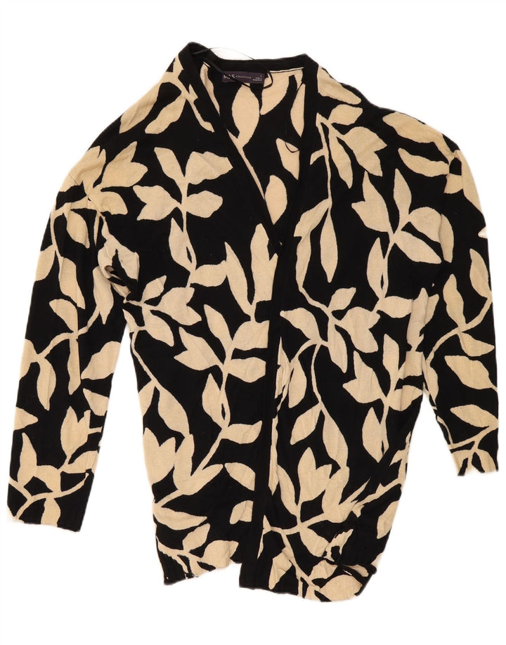 Marks & Spencer Damen-Strickjacke in Übergröße, Gr. 40, Größe L, Schwarz, Blumenmuster