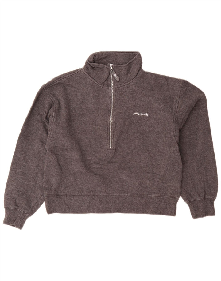 Fila Damen-Sweatshirt, übergroß, bauchfrei, mit Reißverschluss, Gr. 10, Größe S, Grau