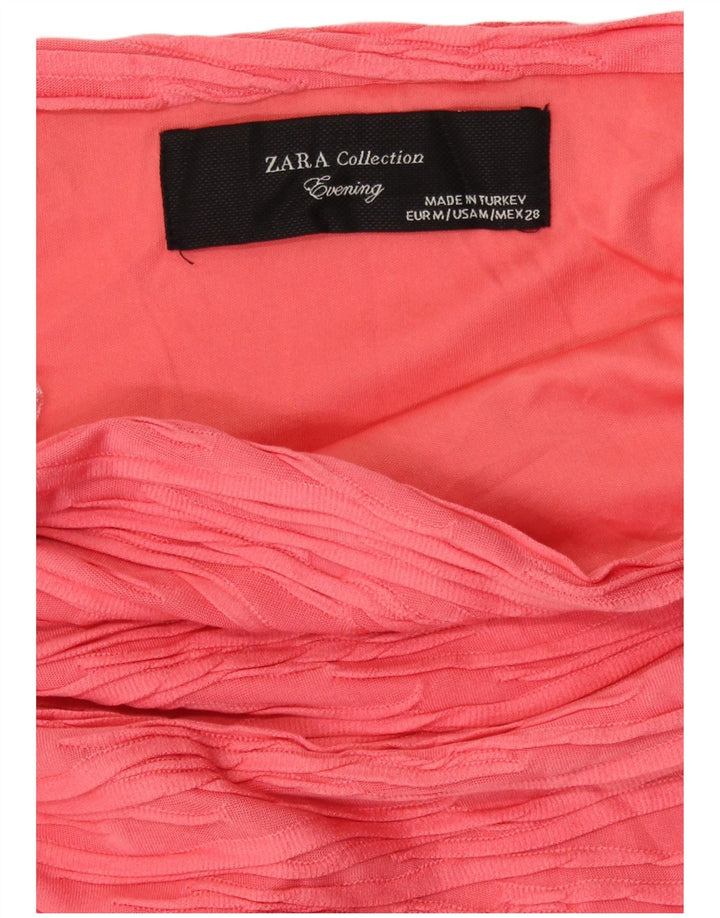 Zara Damen Trägerloses, figurbetontes Kleid UK 14 Mittelrosa Polyester