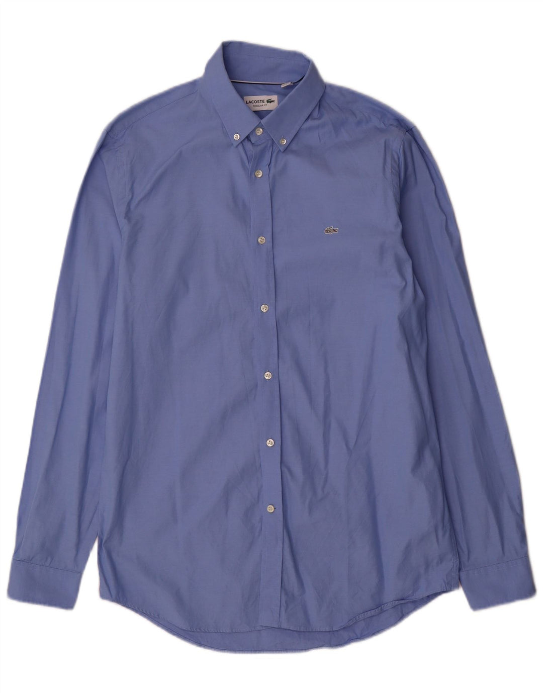 Lacoste Herren-Hemd mit normaler Passform, Größe 40, 15 1/2, mittelblaue Baumwolle