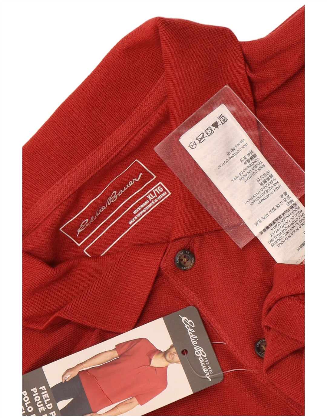 Eddie Bauer Herren Poloshirt XL Rot Baumwolle