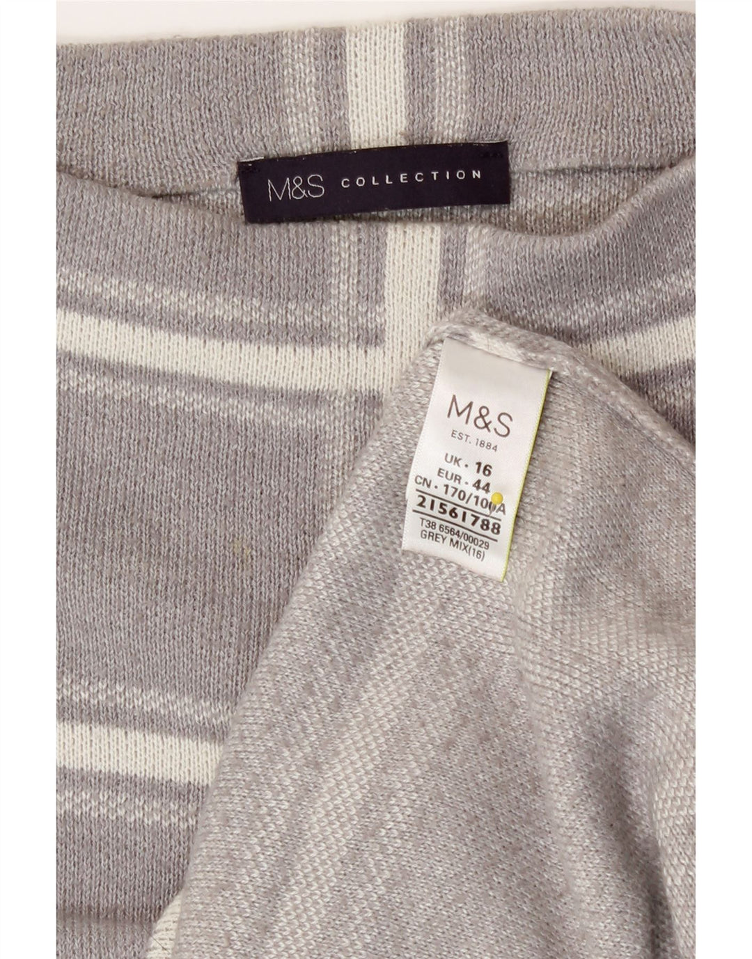 Marks & Spencer Damen-Pullover mit Rundhalsausschnitt, Gr. 40, Größe L, grau kariert