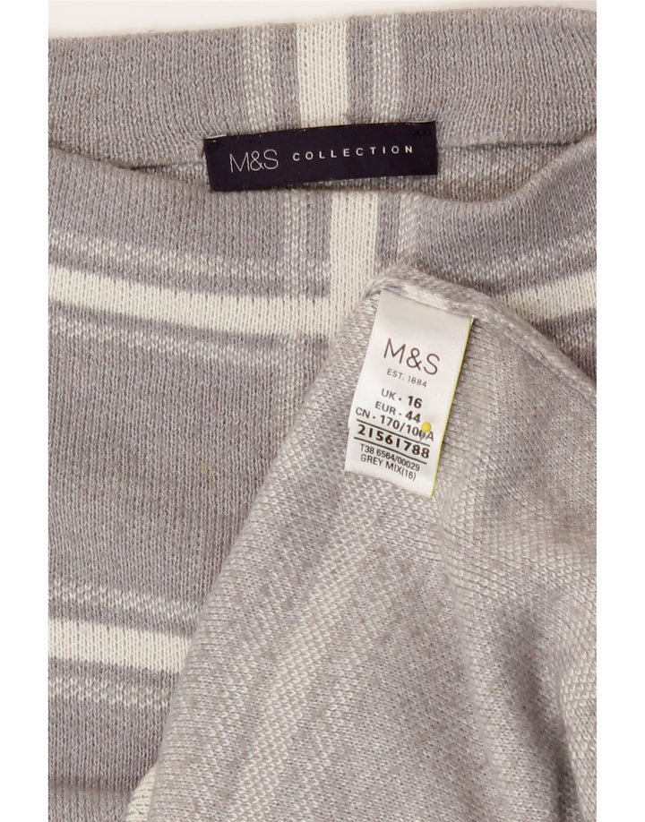 Marks & Spencer Damen-Pullover mit Rundhalsausschnitt, Gr. 40, Größe L, grau kariert