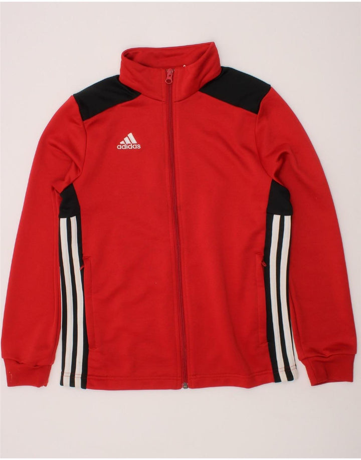 ADIDAS Boys Tracksuit Top Jacket 11-12 Years Red Colourblock Polyester Vintage Adidas and Second-Hand Adidas from Messina Hembry 